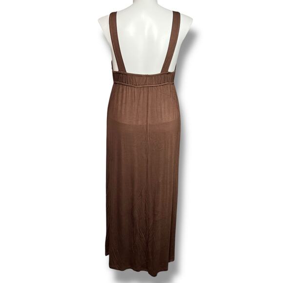 Tropical Escapes Womens Maxi Dress Swimsuit Coverup Grecian Style Brown Large - Picture 4 of 11